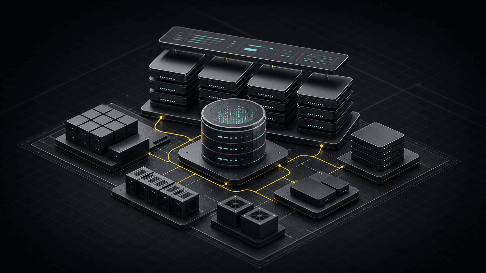 Layered enterprise system architecture with application servers and a central database